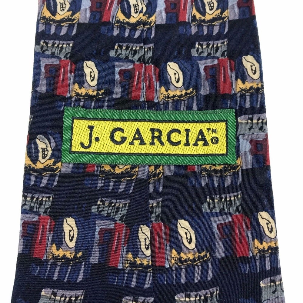 Jerry J. Garcia Tie Blue Opaque Multicolor Artist Silk Collector Necktie 56" - Picture 7 of 10